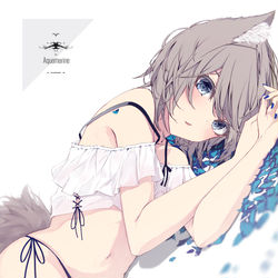 This is a pixiv picture whose title is 青い花びらの渚.