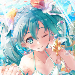 This is a pixiv picture whose title is ミクさんと水中でイチャイチャしたい.