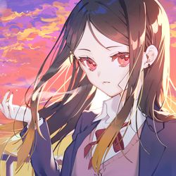 This is a pixiv picture whose title is 黒髪センター.