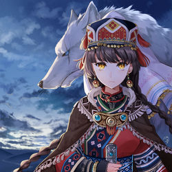 This is a pixiv picture whose title is 黎明の天狼.