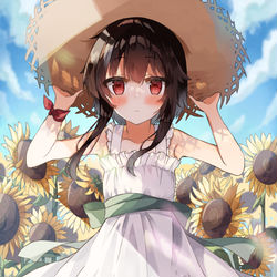 This is a pixiv picture whose title is カズマカズマ、向日葵より私を見てください.