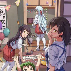 This is a pixiv picture whose title is 「あ～！まだ見ちゃダメ～！」.