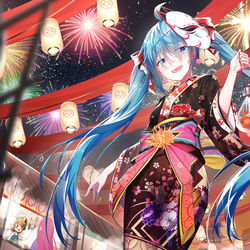 This is a pixiv picture whose title is miku 祭典.