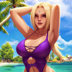 This is a pixiv picture whose title is Tsunade swimsuit.