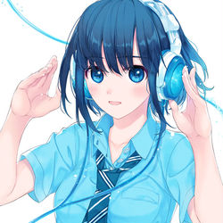 This is a pixiv picture whose title is 水流ヘッドホン.