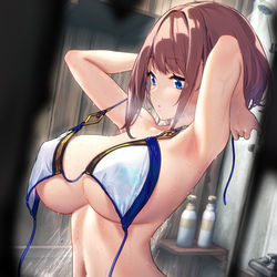This is a pixiv picture whose title is 壁の隙間から覗かれる一夜ちゃん.
