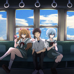This is a pixiv picture whose title is 電車の中で.
