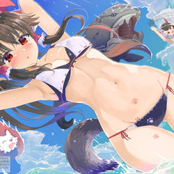 This is a pixiv picture whose title is サマー霊夢っち（feat.オオカミ霊）.