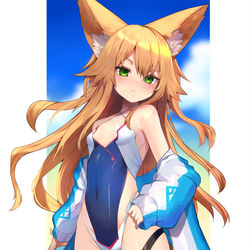 This is a pixiv picture whose title is みずぎつね.