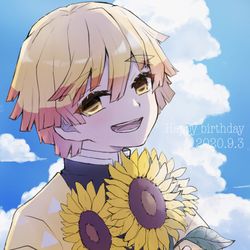 This is a pixiv picture whose title is 我妻善逸誕生祭.