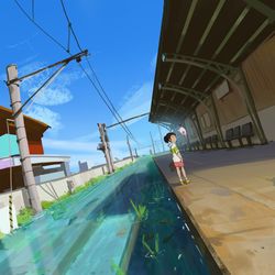 This is a pixiv picture whose title is Sea train.