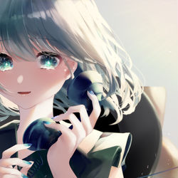 This is a pixiv picture whose title is 「もしもし、聞こえる？」.