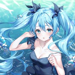 This is a pixiv picture whose title is 深海少女 ミク.