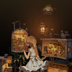 This is a pixiv picture whose title is 鳥かごの部屋.