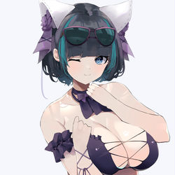 This is a pixiv picture whose title is 水着チェシャー.