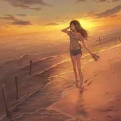 This is a pixiv picture whose title is 日没.