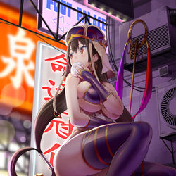 This is a pixiv picture whose title is フトモモと肉まんと室外機.