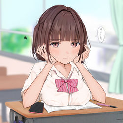 This is a pixiv picture whose title is ボブ茶髪ちゃん.