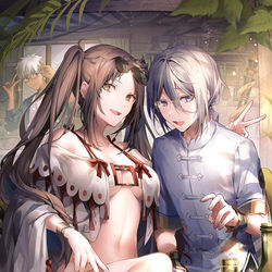 This is a pixiv picture whose title is 「ピースして蘭陵王！」.
