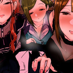This is a pixiv picture whose title is アイドル達に呼ばれて事務所に行ったら襲われた.