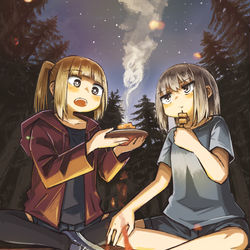 This is a pixiv picture whose title is 焚き火.