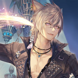 This is a pixiv picture whose title is ミコッテ♂.