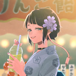 This is a pixiv picture whose title is 【1日1絵】浴衣じろ.