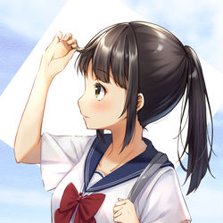 This is a pixiv picture whose title is 前髪切りすぎちゃったかな.