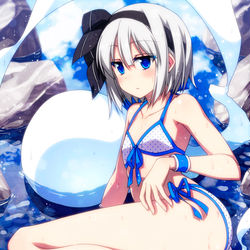 This is a pixiv picture whose title is 水浴び妖夢ちゃん！.