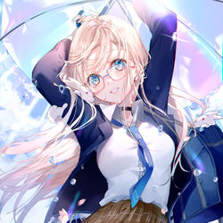 This is a pixiv picture whose title is 虹色の少女.