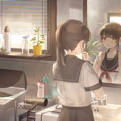 This is a pixiv picture whose title is 朝.