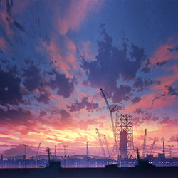 This is a pixiv picture whose title is 夕刻の街.