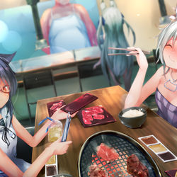 This is a pixiv picture whose title is にく　(skeb).