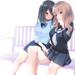 This is a pixiv picture whose title is 百合ベンチ.