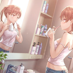 This is a pixiv picture whose title is 朝.