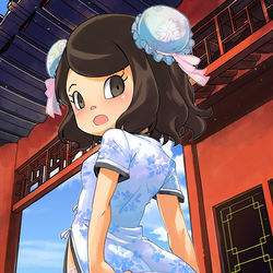 This is a pixiv picture whose title is チャイナ服ちょっと短い。.