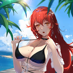 This is a pixiv picture whose title is 舰长，衣服好像有点小呢.
