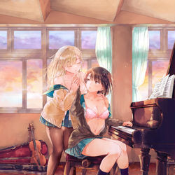 This is a pixiv picture whose title is 『百合の蕾に唇触れて』.