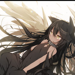 This is a pixiv picture whose title is 黒猫天使.