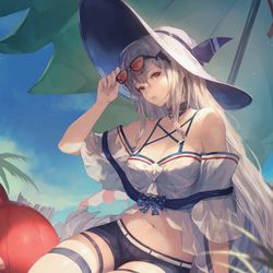 This is a pixiv picture whose title is 水着スカジ.