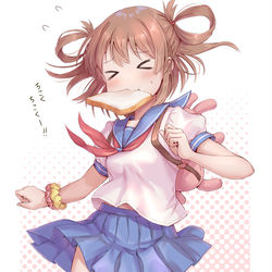 This is a pixiv picture whose title is パンをくわえて走るリノちゃん.