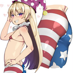 This is a pixiv picture whose title is タイツの妖精だから水着になってもタイツは脱がない.