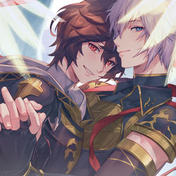 This is a pixiv picture whose title is 手繋ぎ.