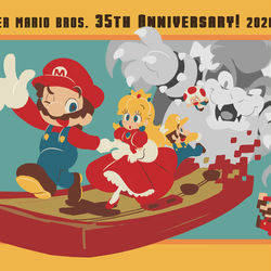 This is a pixiv picture whose title is スーパーマリオブラザーズ35周年.