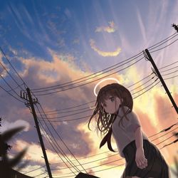 This is a pixiv picture whose title is 夕方.