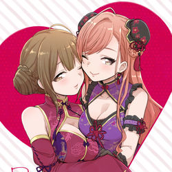 This is a pixiv picture whose title is 千雪ちゃんと夏葉ちゃんでチャイナ.