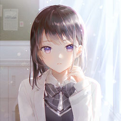 This is a pixiv picture whose title is 後ろの席の彼女.