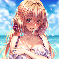 This is a pixiv picture whose title is 胸ばかり見るの禁止ですっ.