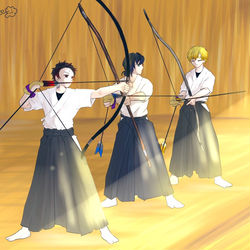 This is a pixiv picture whose title is キメツの弓道部パロ.
