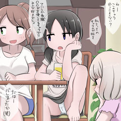 This is a pixiv picture whose title is アニメ鑑賞している友達のパンツ鑑賞する女の子.